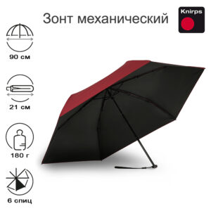 Зонт Knirps механический US.050 Ultra Light Slim Manual BORDEAUX WITH BLACK COATING