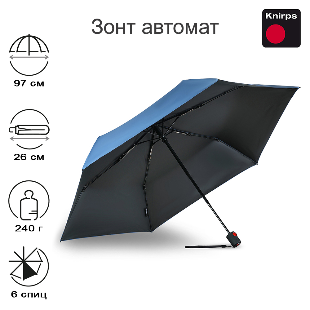 Зонт Knirps автомат U.200 Ultra Light Medium Duomatic BLUE WITH UV COATING AND HEATSHIELD
