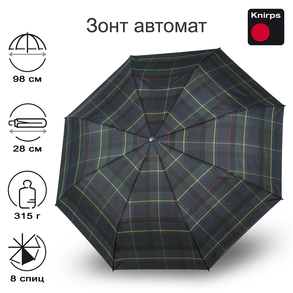Зонт Knirps автомат T.200 Medium Duomatic CHECK HUNTER 95 3201 5181