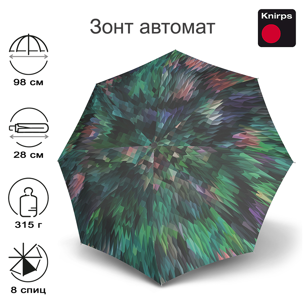 Зонт Knirps автомат T.200 Medium Duomatic PEACOOK GREEN