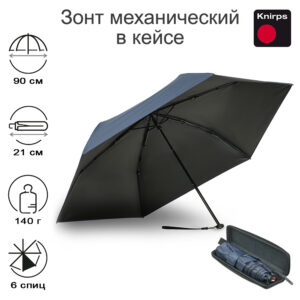 Зонт Knirps механический X4U в EVA кейсе NAVY WITH BLACK COATING
