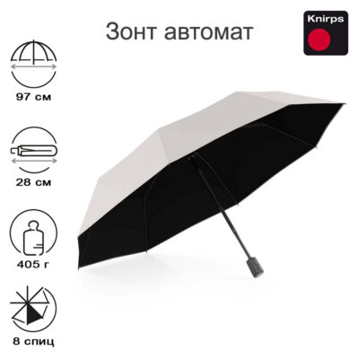 Зонт Knirps автомат A.200 Medium Duomatic SANDSTONE WITH BLACK COATING 95 7201 22502