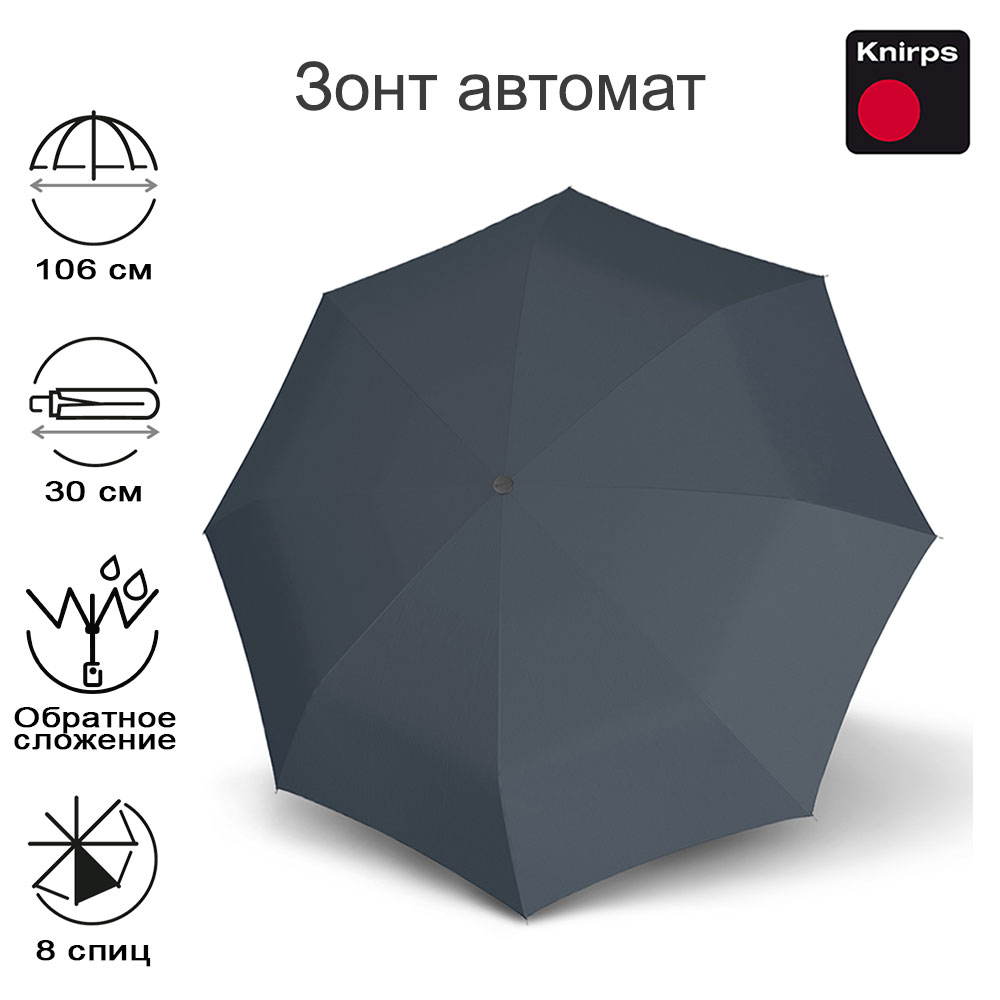 Зонт Knirps автомат Re³ Duomatic DARK GREY WITH BLACK HANDLE 95 6200 08184