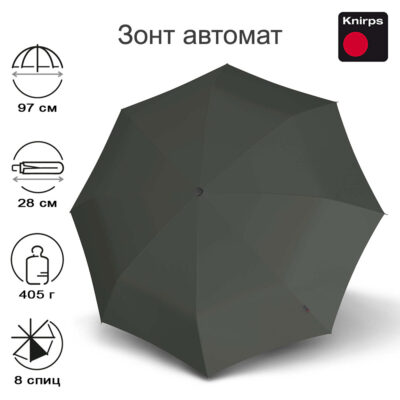 Зонт Knirps автомат A.200 Medium Duomatic DARK GREY WITH BLACK COATING 95 7201 08002