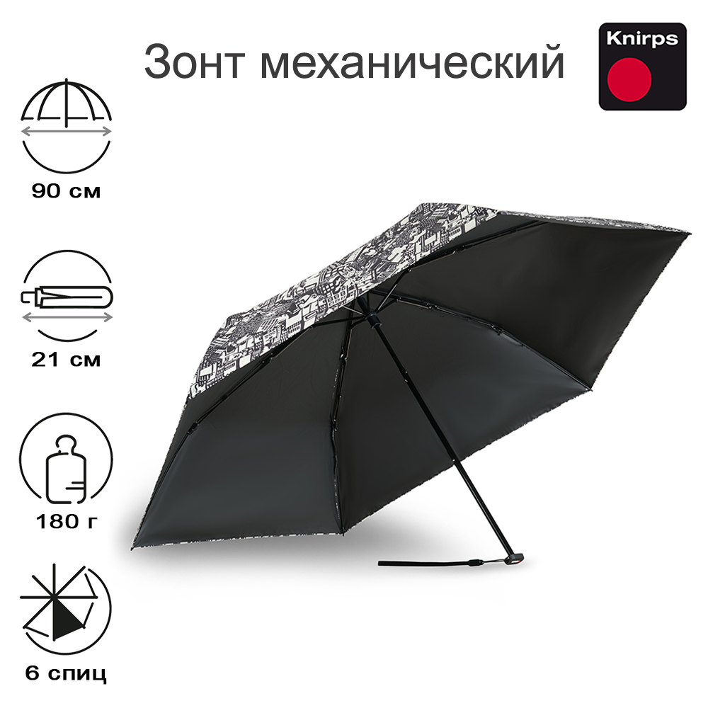 Зонт Knirps механический US.050 Ultra Light Slim Manual STORY BLACK WITH BLACK COATING