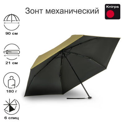 Зонт Knirps механический US.050 Ultra Light Slim Manual CARDAMOM WITH BLACK COATING