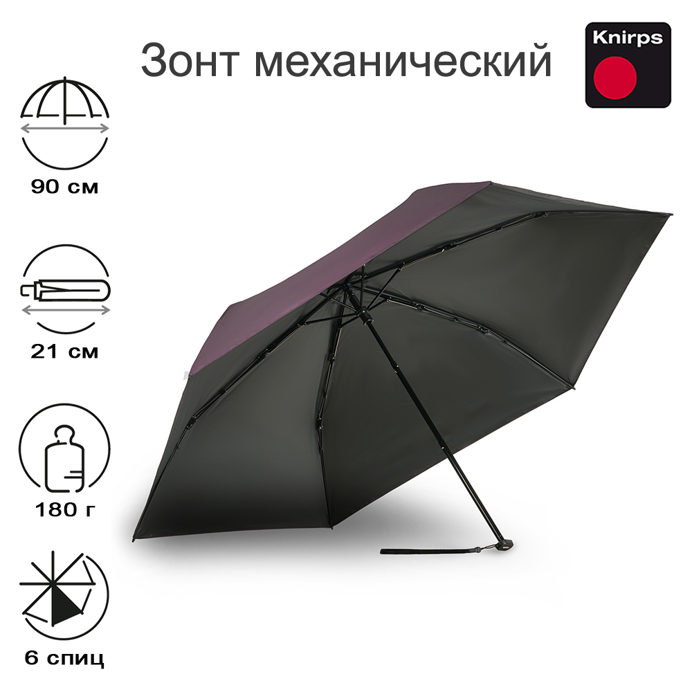 Зонт Knirps механический US.050 Ultra Light Slim Manual PLUM WITH BLACK COATING