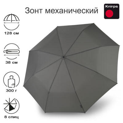Зонт Knirps механический U.090 Ultra Light Manual Compact XXL DARK GREY