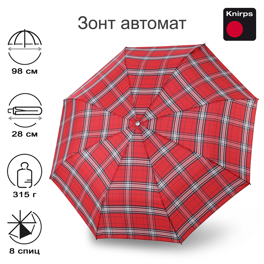 Зонт Knirps автомат T.200 Medium Duomatic CHECK RED AND NAVY