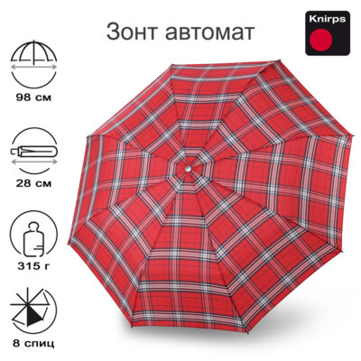Зонт Knirps автомат T.200 Medium Duomatic CHECK RED AND NAVY
