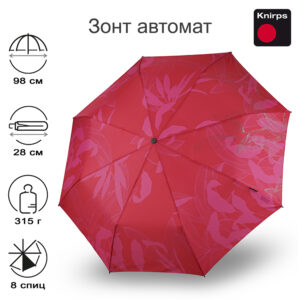 Зонт Knirps автомат T.200 Medium Duomatic GARDEN SCARLET WITH GLITTER PRINT