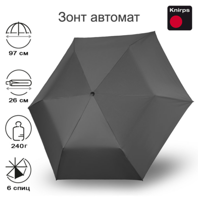 Зонт Knirps автомат U.200 Ultra Light Duomatic DARK GREY WITH BLACK COATING 95 2200 08012