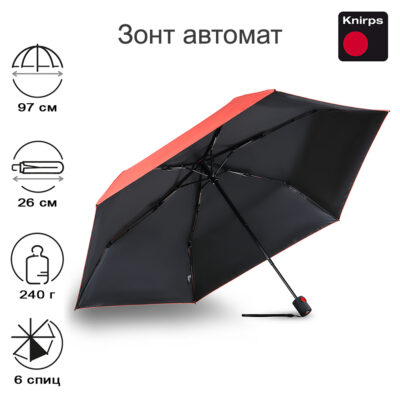 Зонт Knirps автомат U.200 Ultra Light Medium Duomatic SALMON WITH BLACK COATING