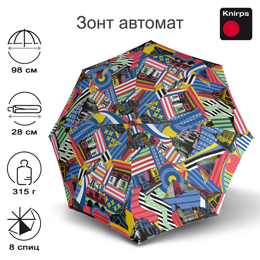 Зонт Knirps автомат T.200 MEDIUM DUOMATIC PARIS POP 9532018667