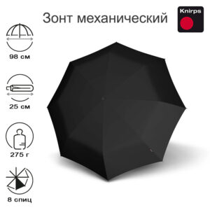 Зонт Knirps механический C.041 Chrome Matt Small Manual BLACK 95 8041 1000