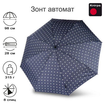 Зонт Knirps автомат T.200 Medium Duomatic KELLY DARK NAVY UV PROTECTION
