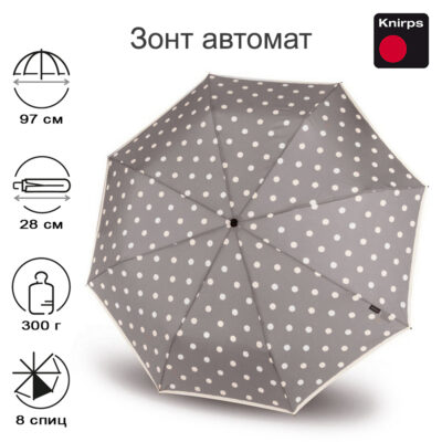 Зонт Knirps автомат C.205 Medium Duomatic DOT ART TAUPE 9582054902