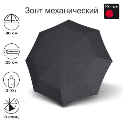 Зонт Knirps механический C.041 chrome matt small manual PRISM BLACK