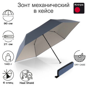 Зонт Knirps механический X4U ultra light slim manual HARBOR WITH IVORY HEAT SHIELD WITH EVA CASE