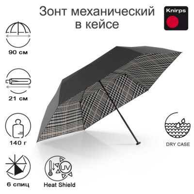 Зонт Knirps механический X4U ultra light slim manual LORD WITH BLACK HEAT SHIELD
