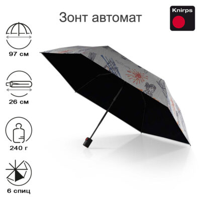 Зонт Knirps автомат U.200 ultra light duomatic TEAM WITH BLACK HEAT SHIELD