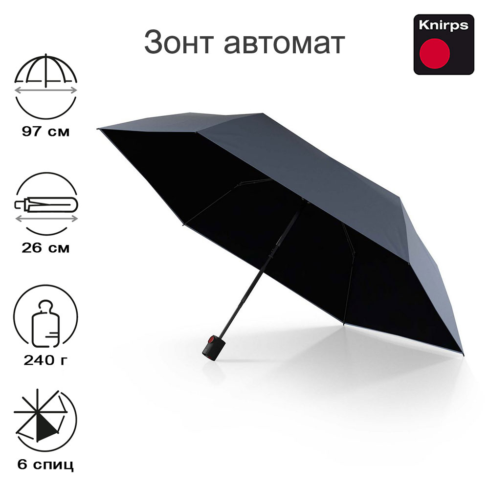 Зонт Knirps автомат U.200 ultra light duomatic HARBOR WITH BLACK HEAT SHIELD