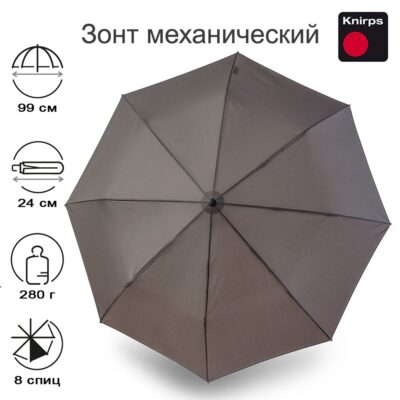 Зонт Knirps механический A.050 Medium Manual DARK GREY WITH UV PROTECTION 95 7051 08001